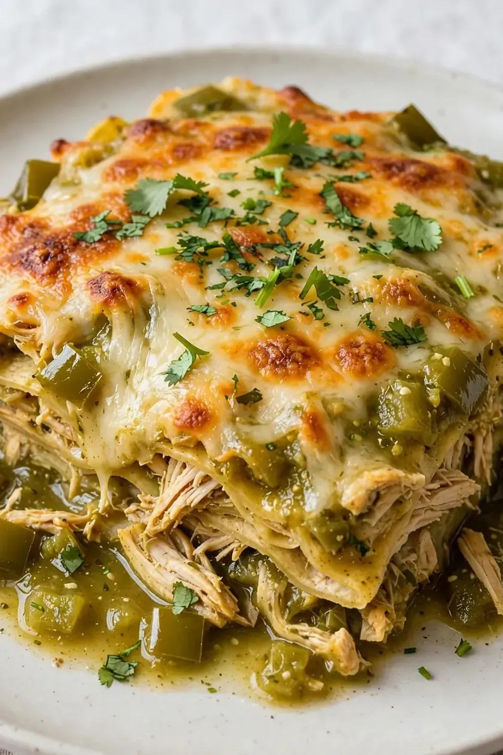 Green Chile Chicken Enchilada Casserole