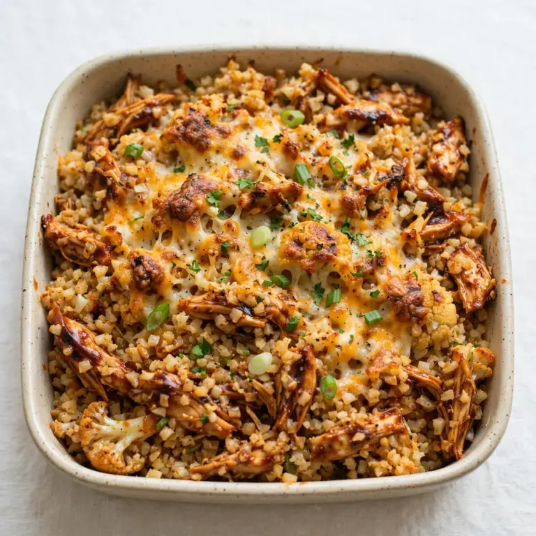 Budget BBQ Chicken Blumenkohl-Reis Auflauf Meal Prep