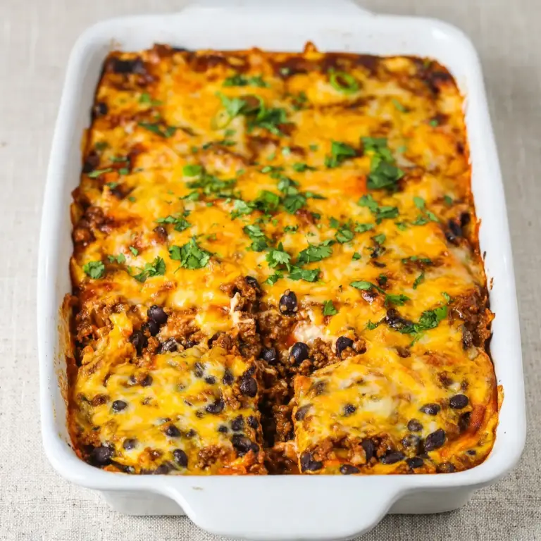 Budget Beef Enchilada Casserole für Meal Prep