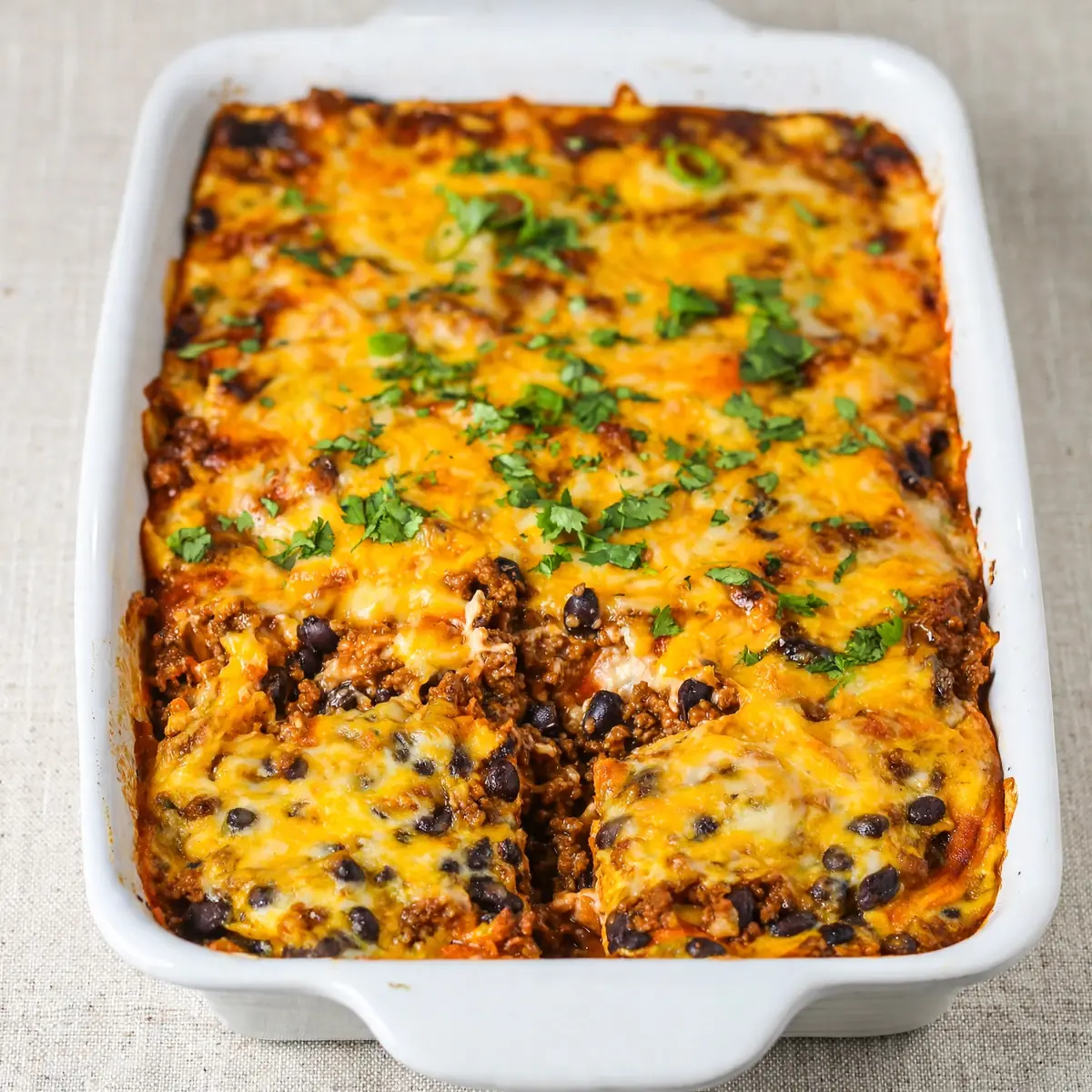 Budget Beef Enchilada Casserole für Meal Prep