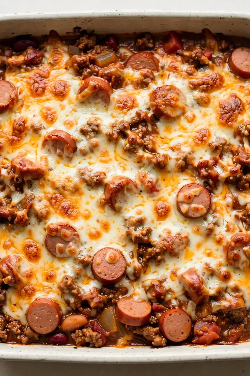 Budget-Friendly Chili Cheese Bake (with Beef Hot Dogs)