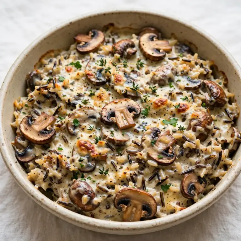 Budget Cremiges Pilz-Wildreis-Casserole für Meal Prep