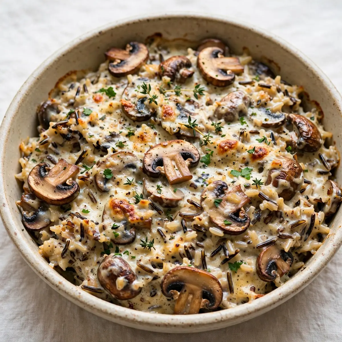 Budget Cremiges Pilz-Wildreis-Casserole für Meal Prep