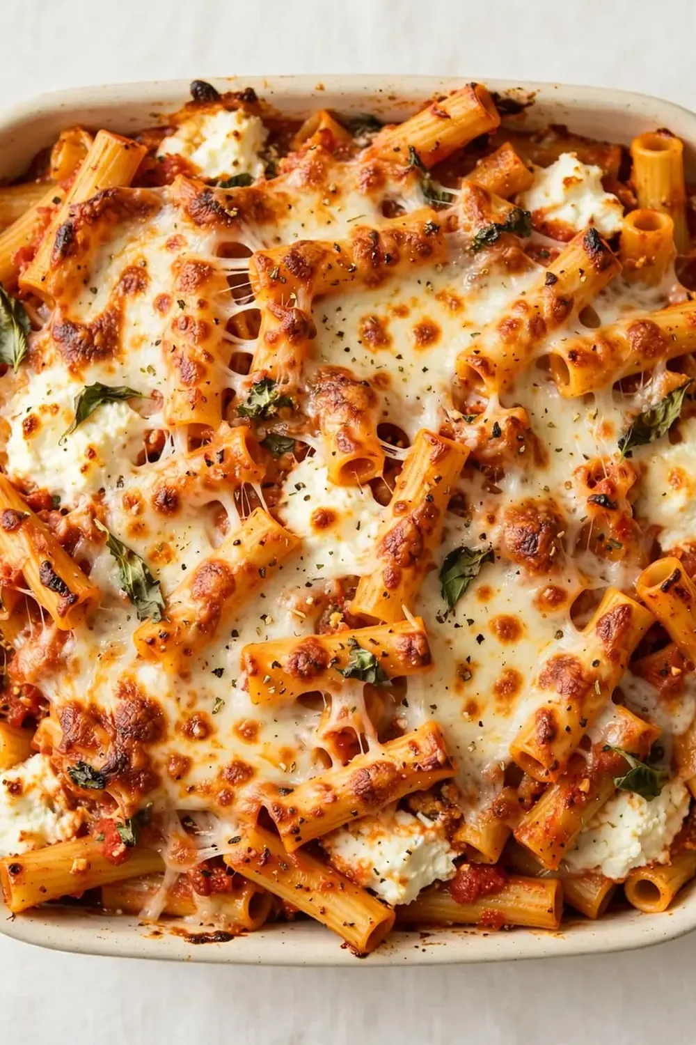 Baked Ziti with Ricotta and Mozzarella