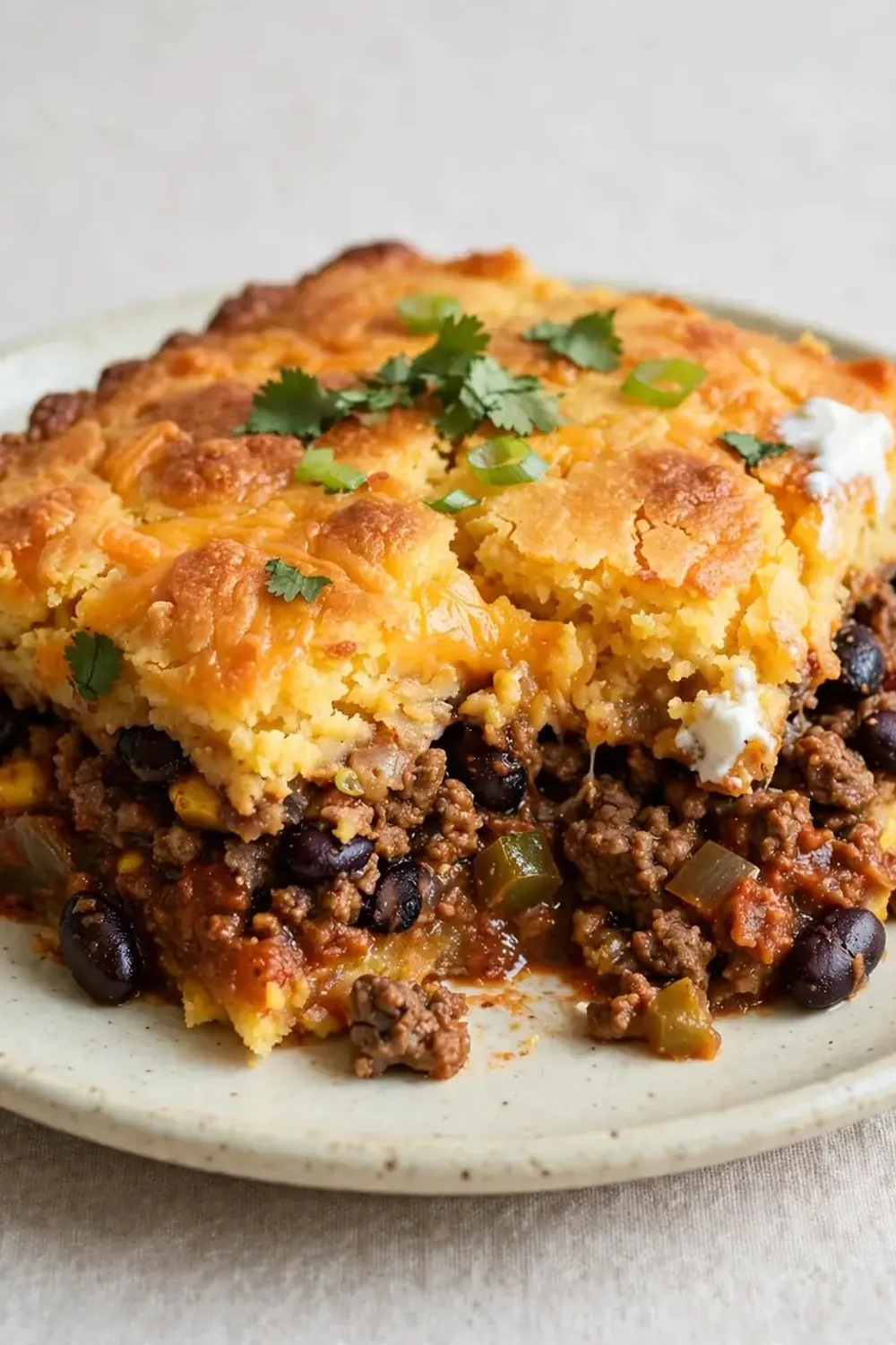 Beef and Black Bean Tamale Pie