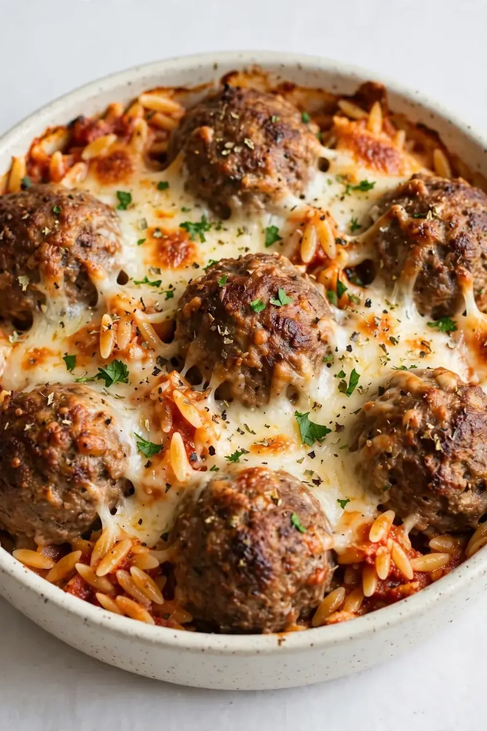 Simple Beef Meatball and Orzo Casserole