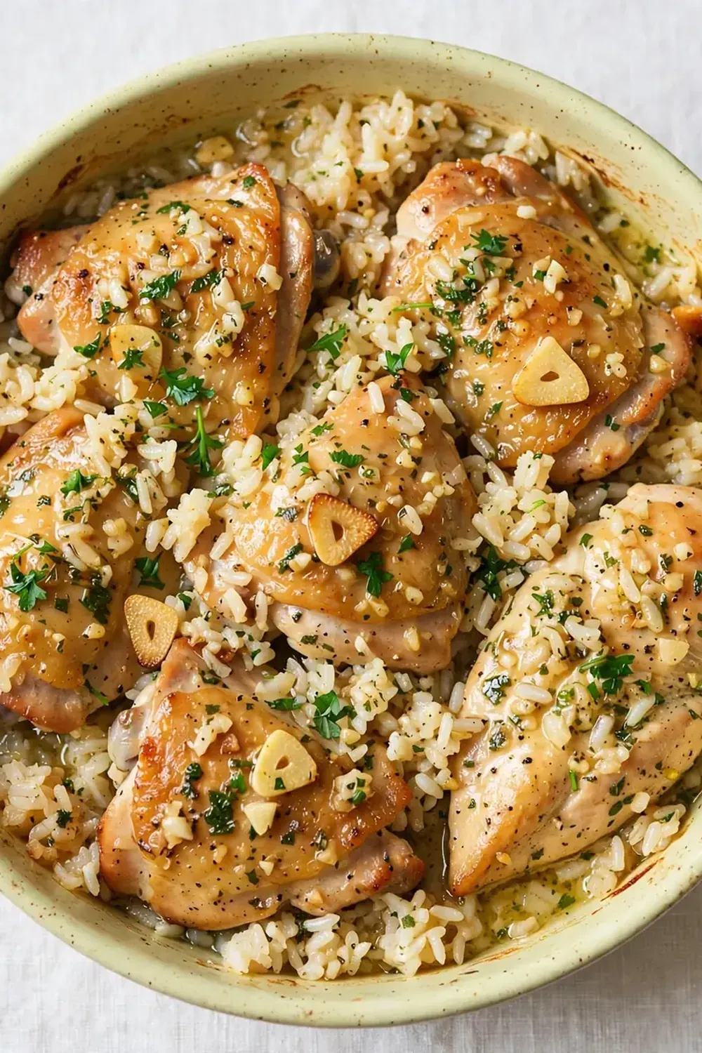 Garlic Butter Chicken and Rice Casserole