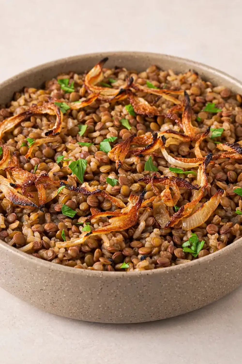 Lentil and Rice Mujadara Bake