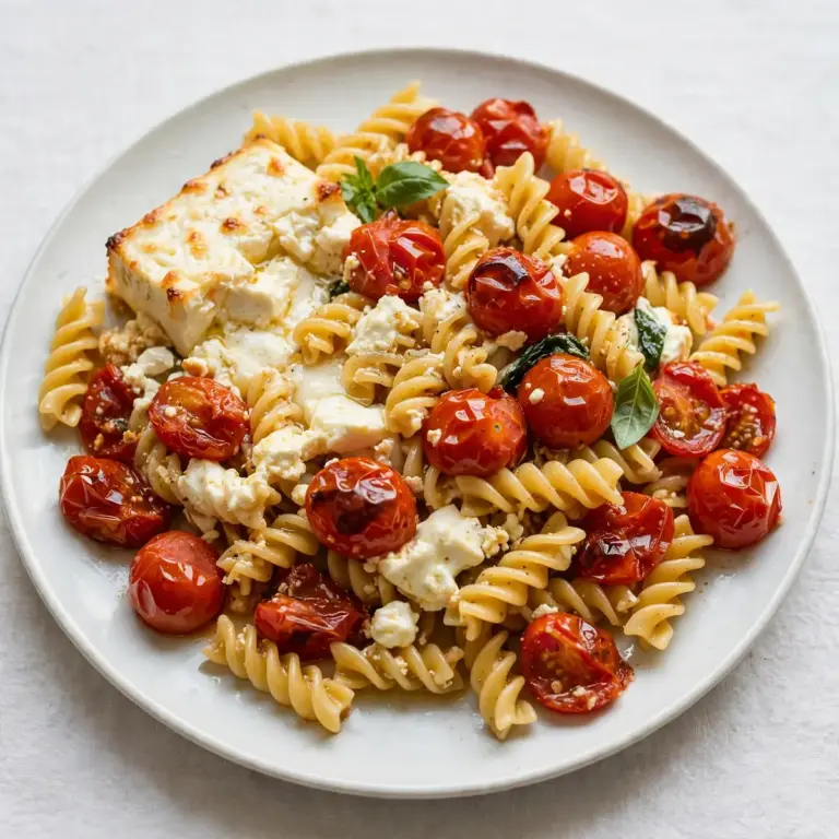 Budget-Mahlzeit: Ofen-Feta mit Kirschtomaten-Pasta