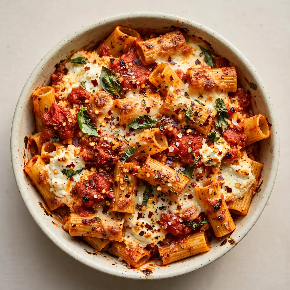 Budget-Scharfe Tomaten-Ricotta-Pasta aus dem Ofen zum Meal Prep