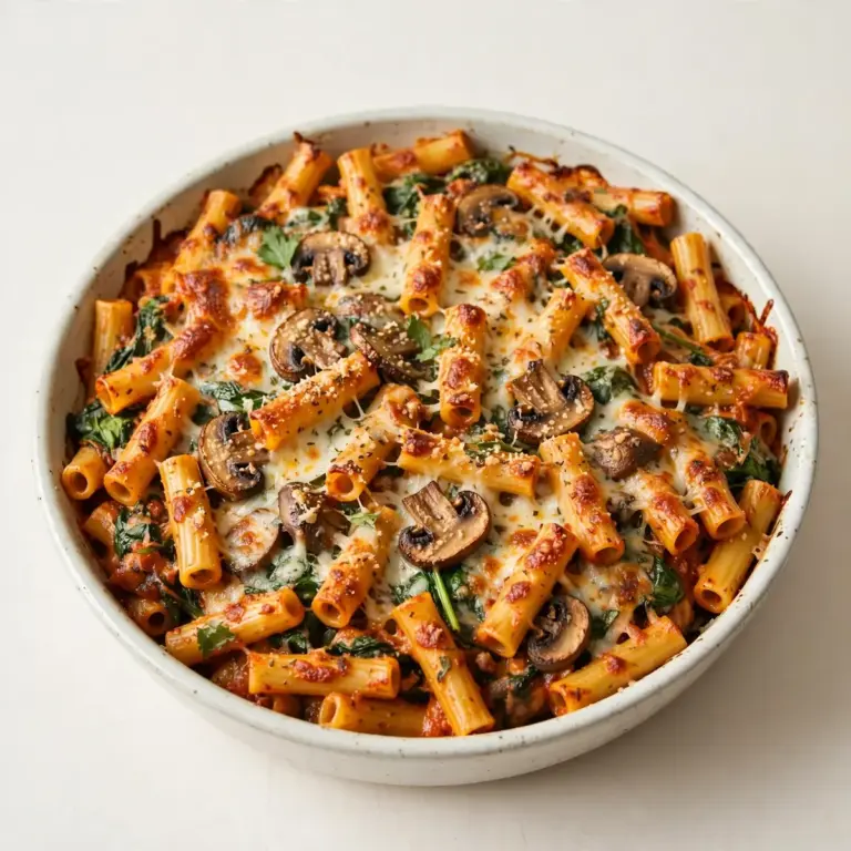 Budgetfreundliche Meal Prep: Gebackene Spinat-Pilz-Ziti
