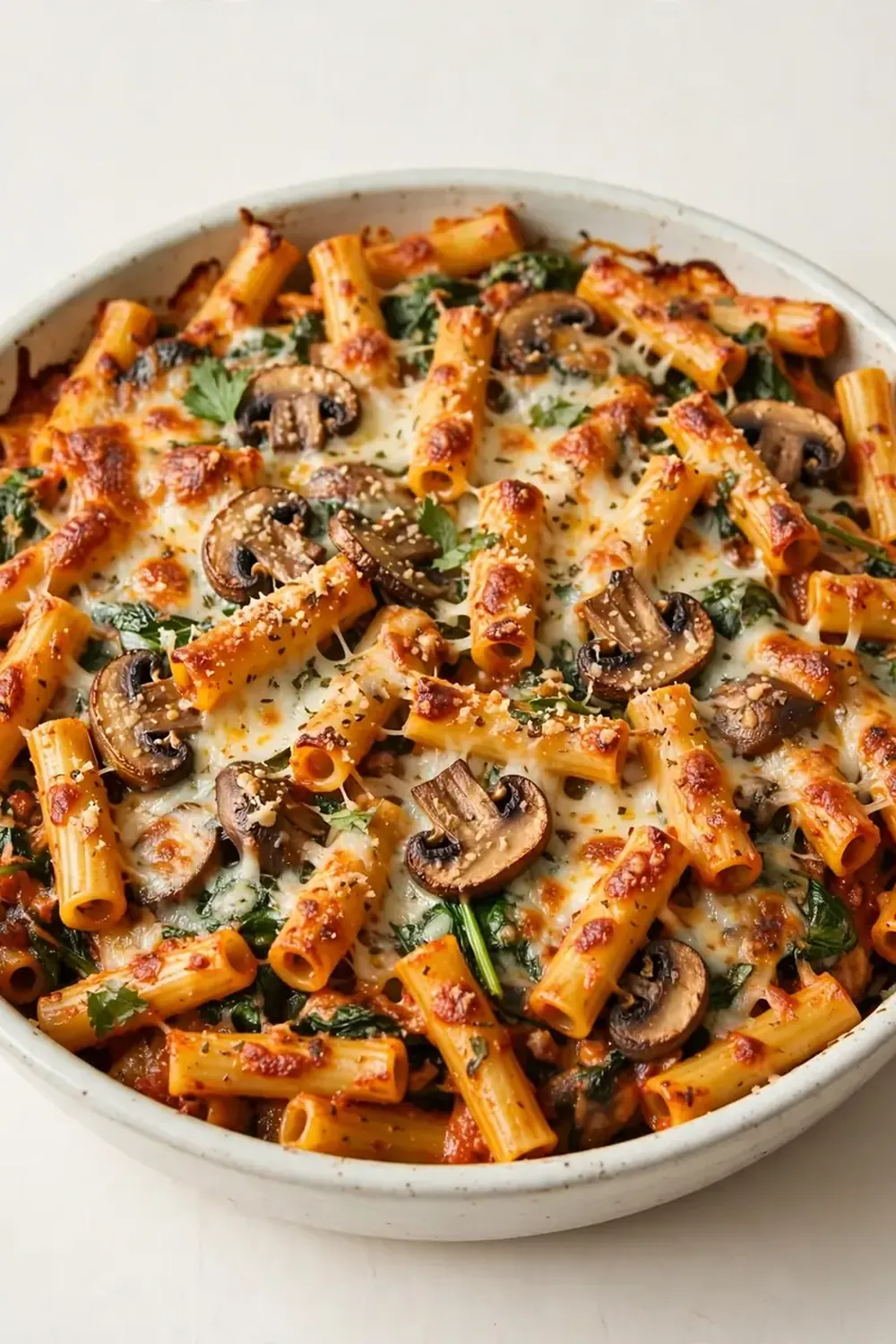 Spinach and Mushroom Baked Ziti