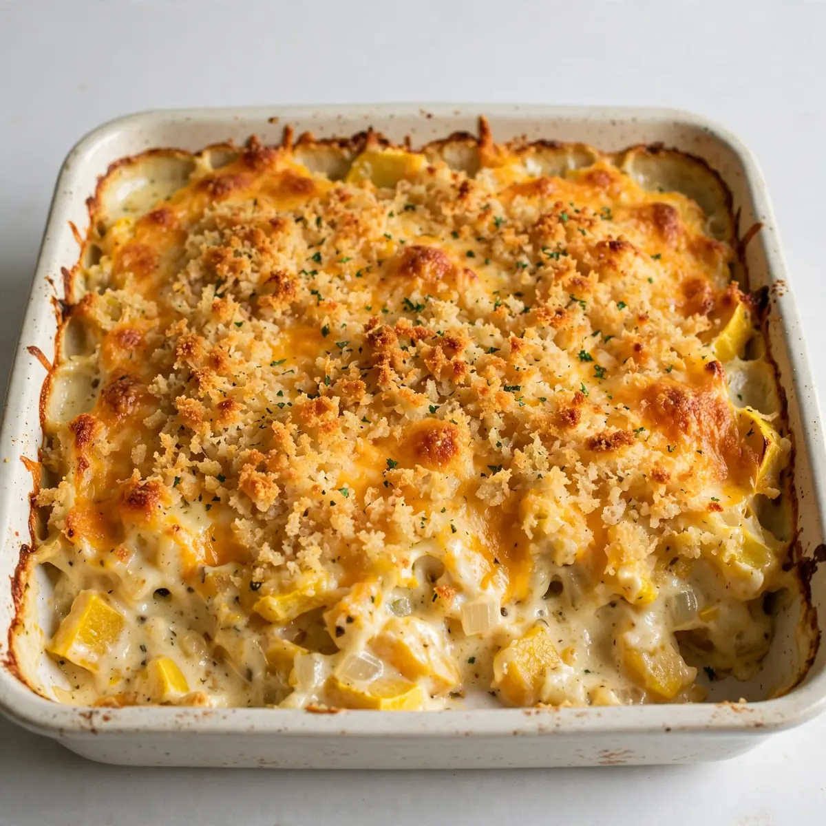 Budgetfreundlicher Südstaaten-Squash-Auflauf für die Meal-Prep
