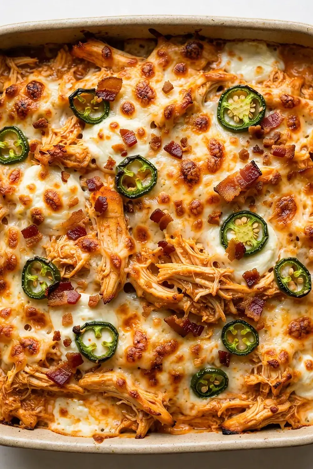 Buffalo Chicken Jalapeño Popper Casserole