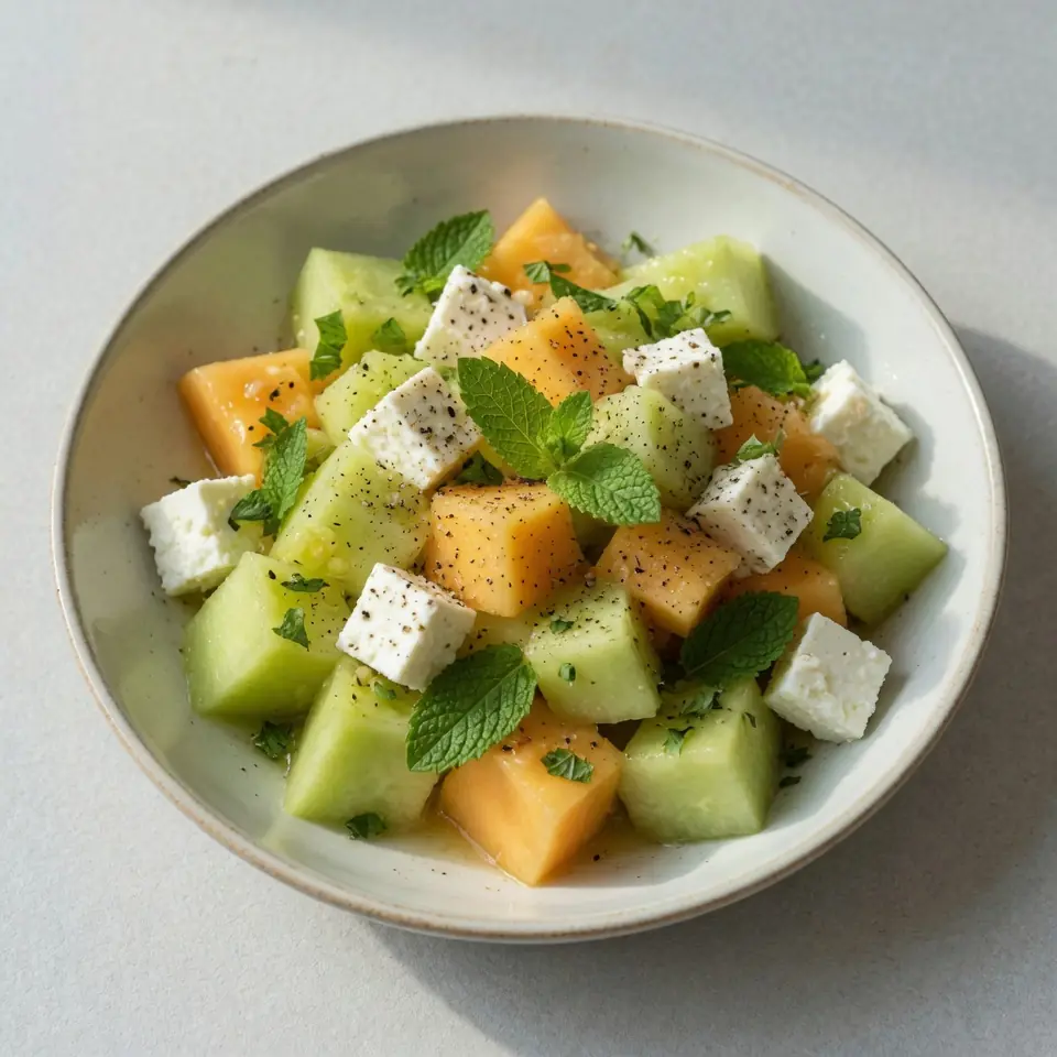 Melonensalat mit Feta und Minze