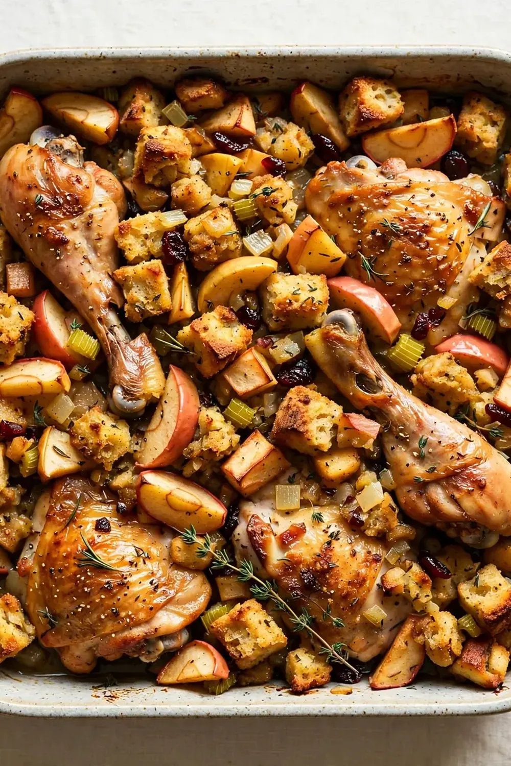 autumn apple chicken and stuffing bake