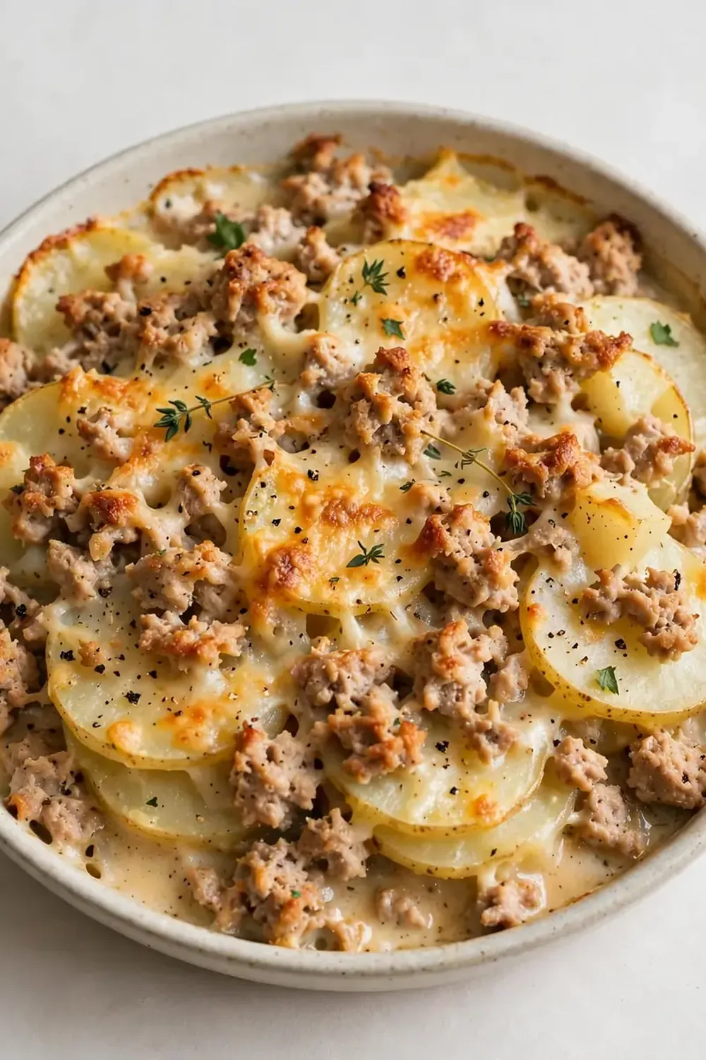 ground turkey and potato gratin