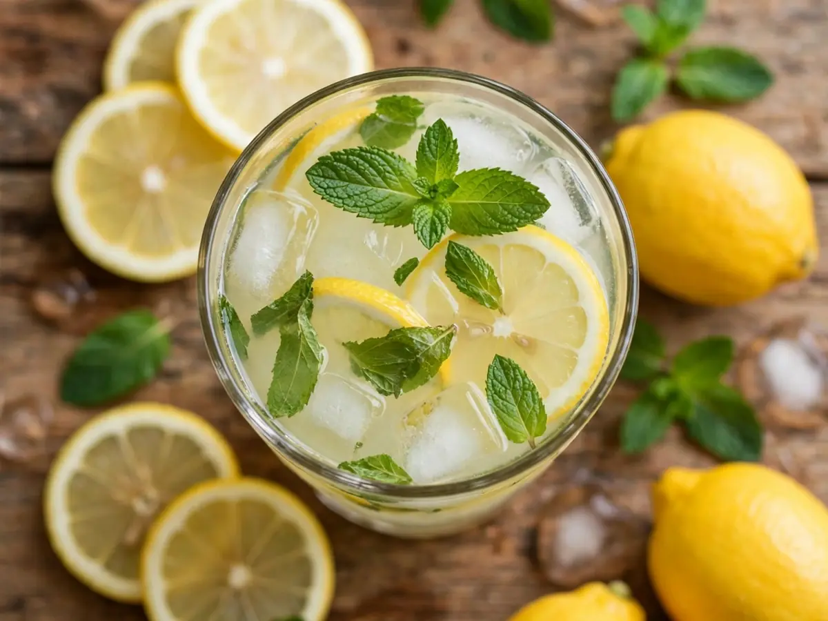 Hausgemachte Limonade mit Minze und Zitrone