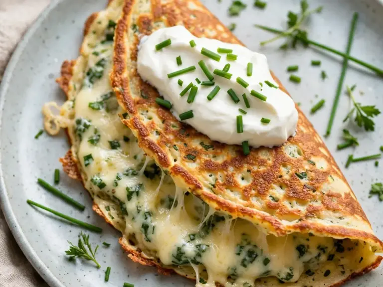 Herzhafte Pfannkuchen mit Käse und Kräutern