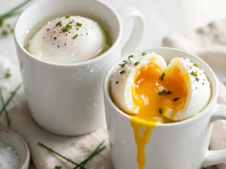 Mikrowellen-Pochierte Eier in der Tasse