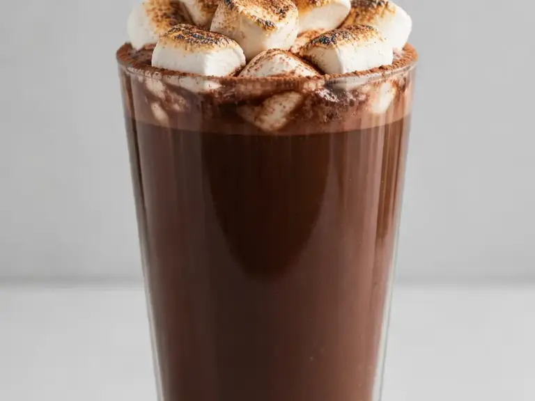 Warme Schokolade mit Marshmallows für kalte Morgen